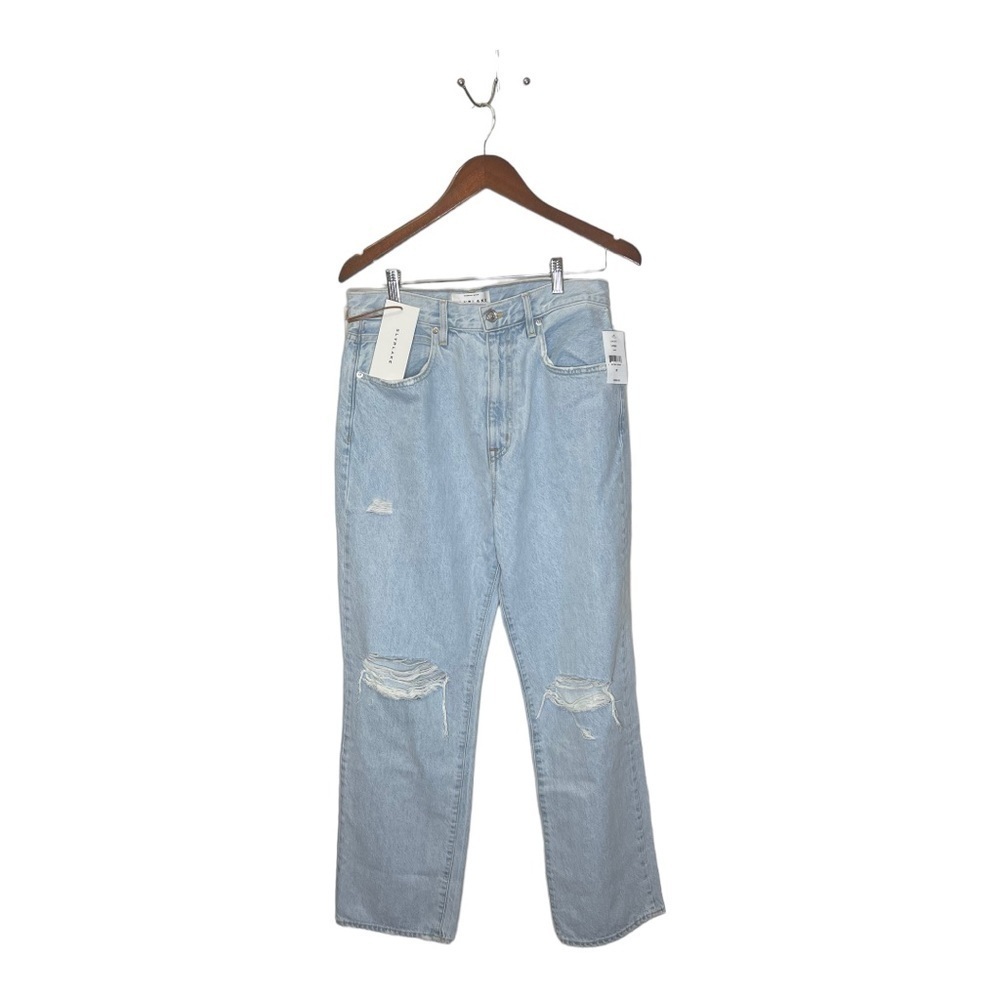 SLVRLAKE London Love Hurts Cotton High Rise Distressed Knee Jeans sz 32 NWT